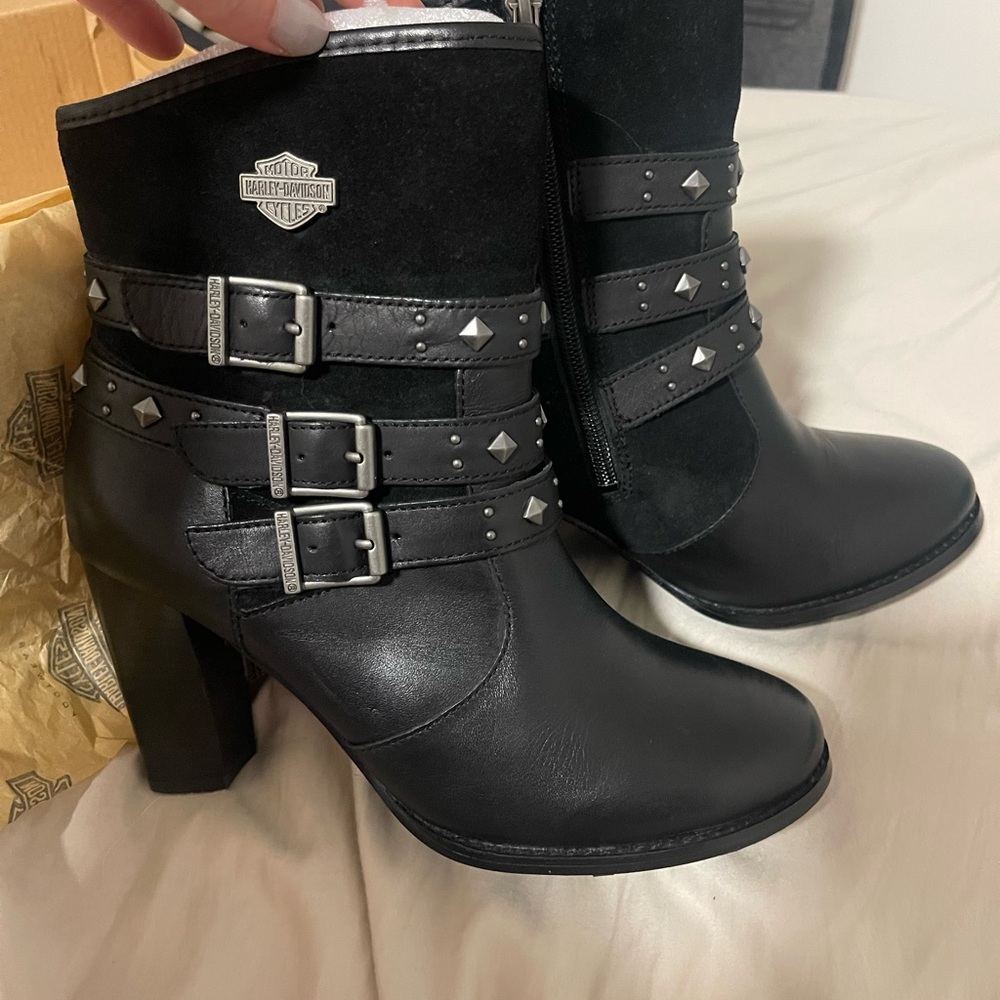 Harley-Davidson Women's Black Studded Heeled Boots